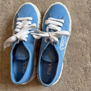 light blue platformed PRADA shoes